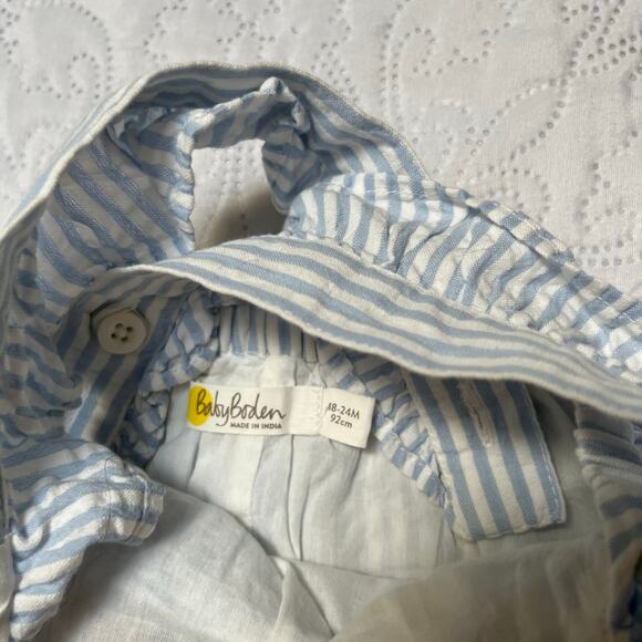 Baby Boden Seersucker Embroidered Bunny Pinnie Size 18-24m - Picture 5 of 5